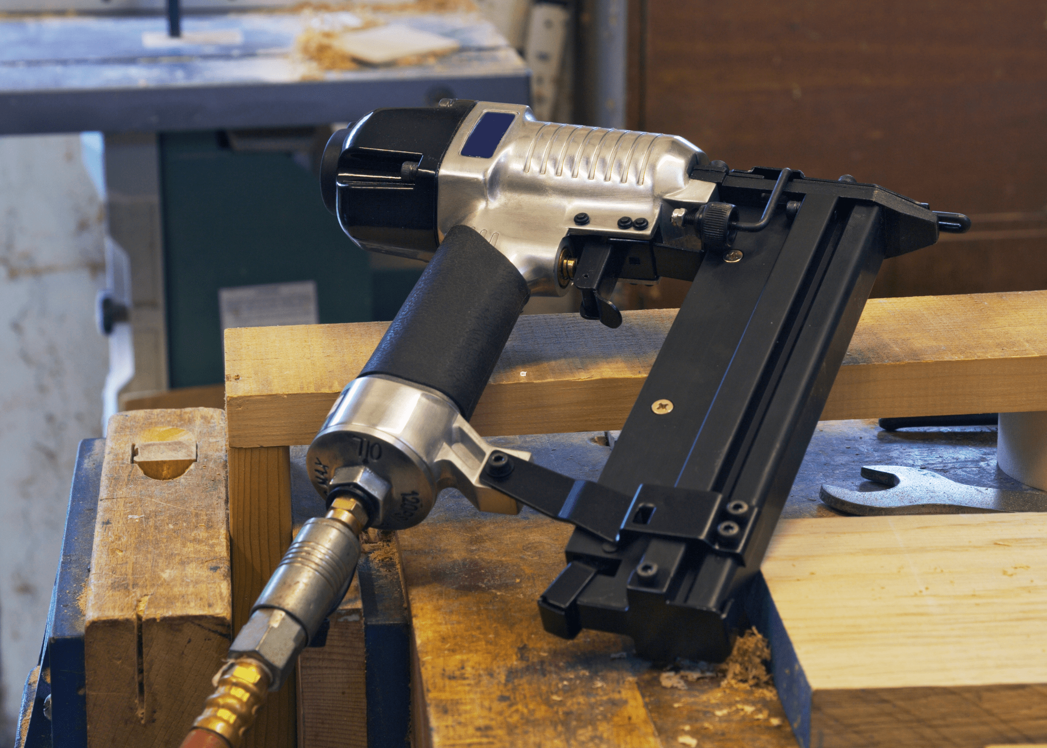 close up of a brad nailer