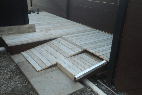 A small wooden ramp.