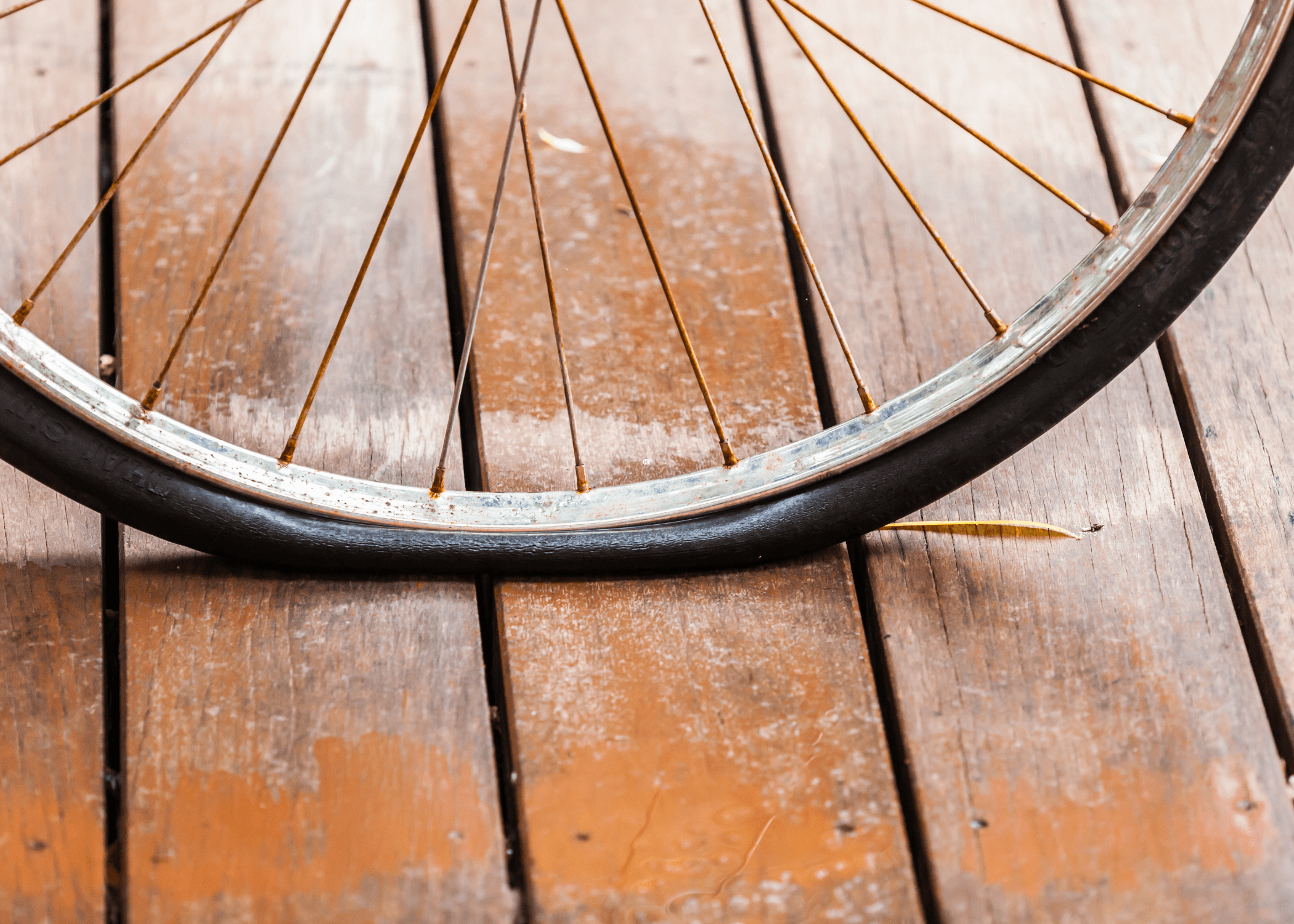close up of flat bike tire