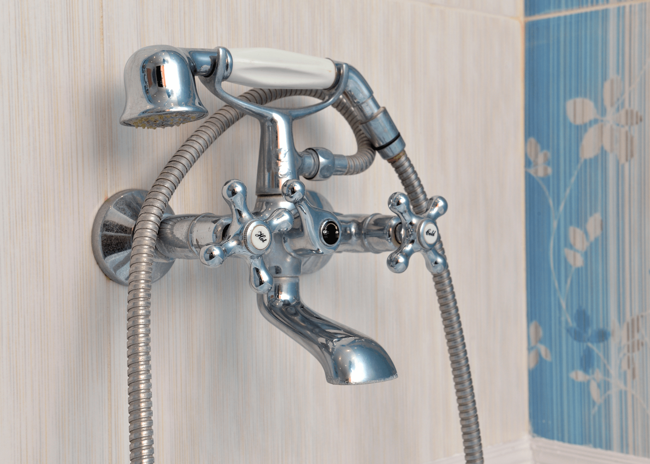 compression faucet in a shower