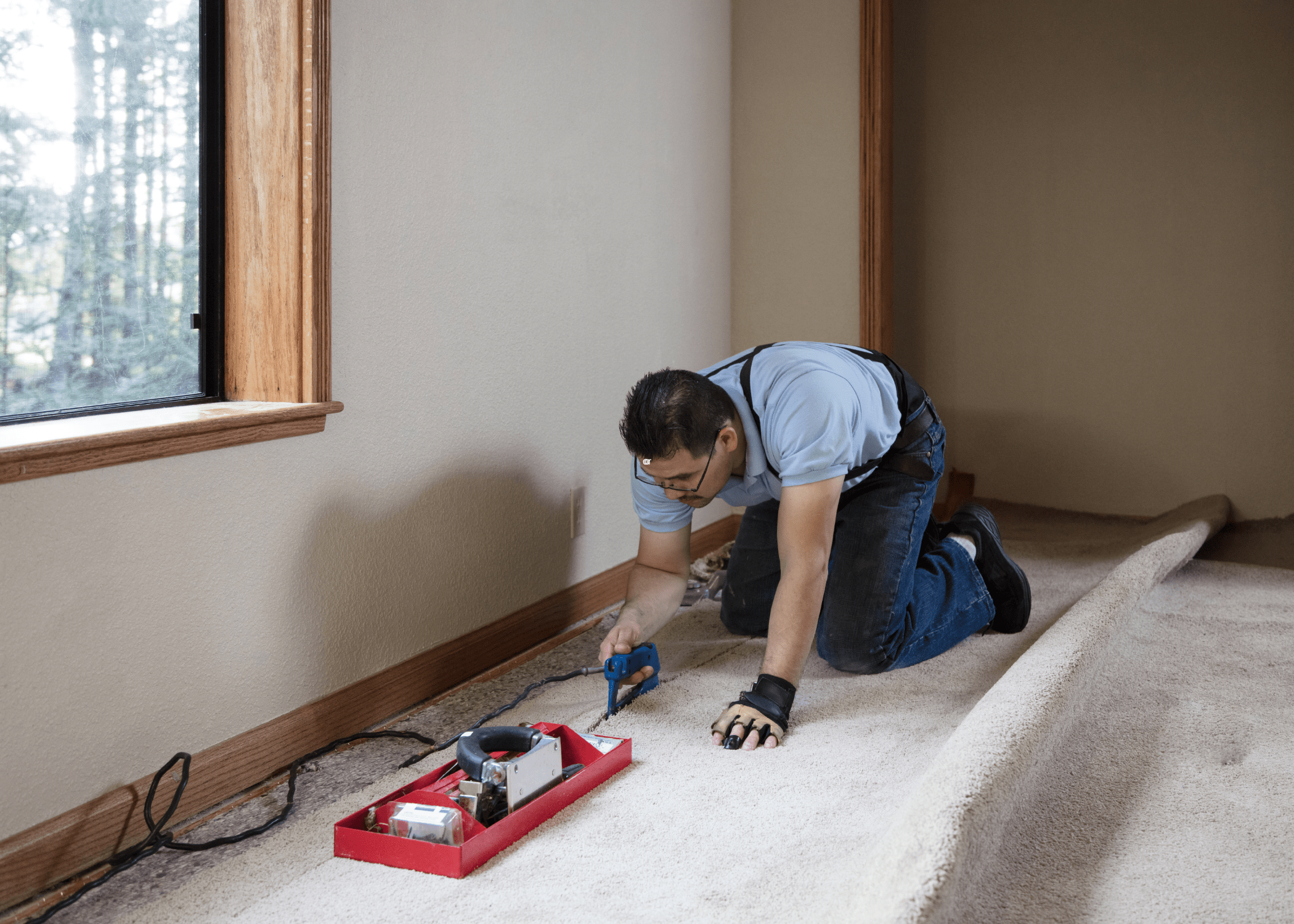 cutting installing carpet