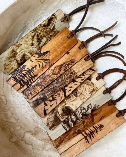 wood burned bookmarks