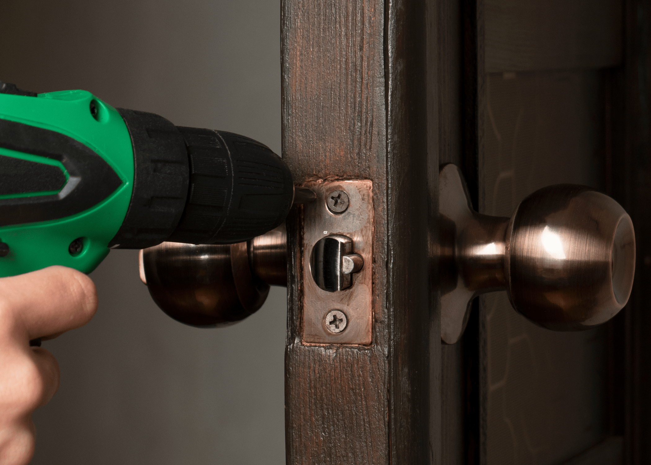 removing a door knob with a drill