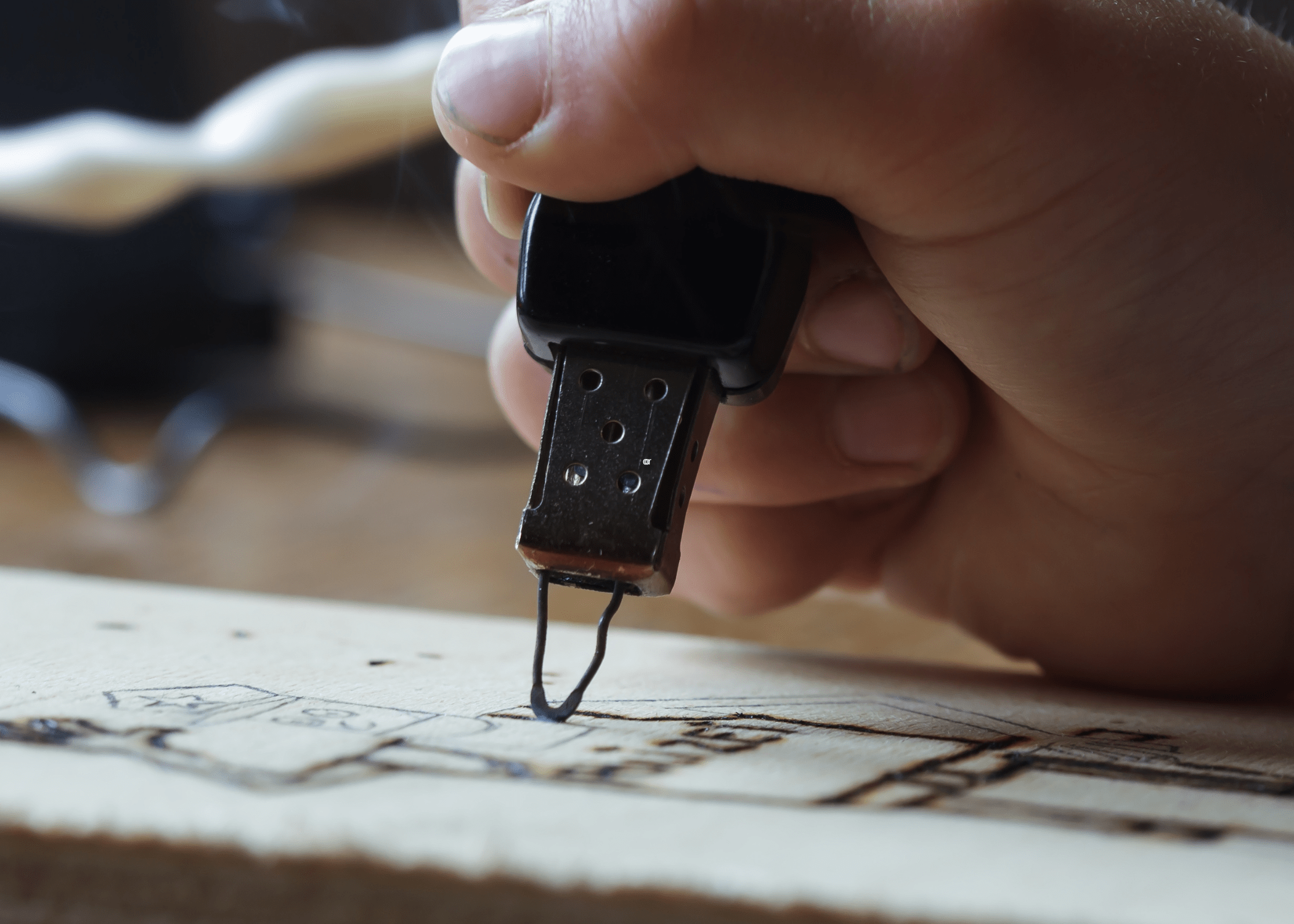 close up of wood burning