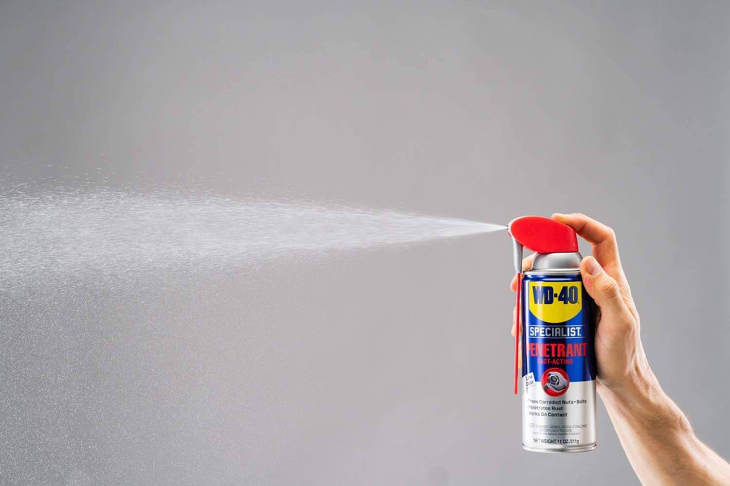 A can of WD-40 being sprayed.