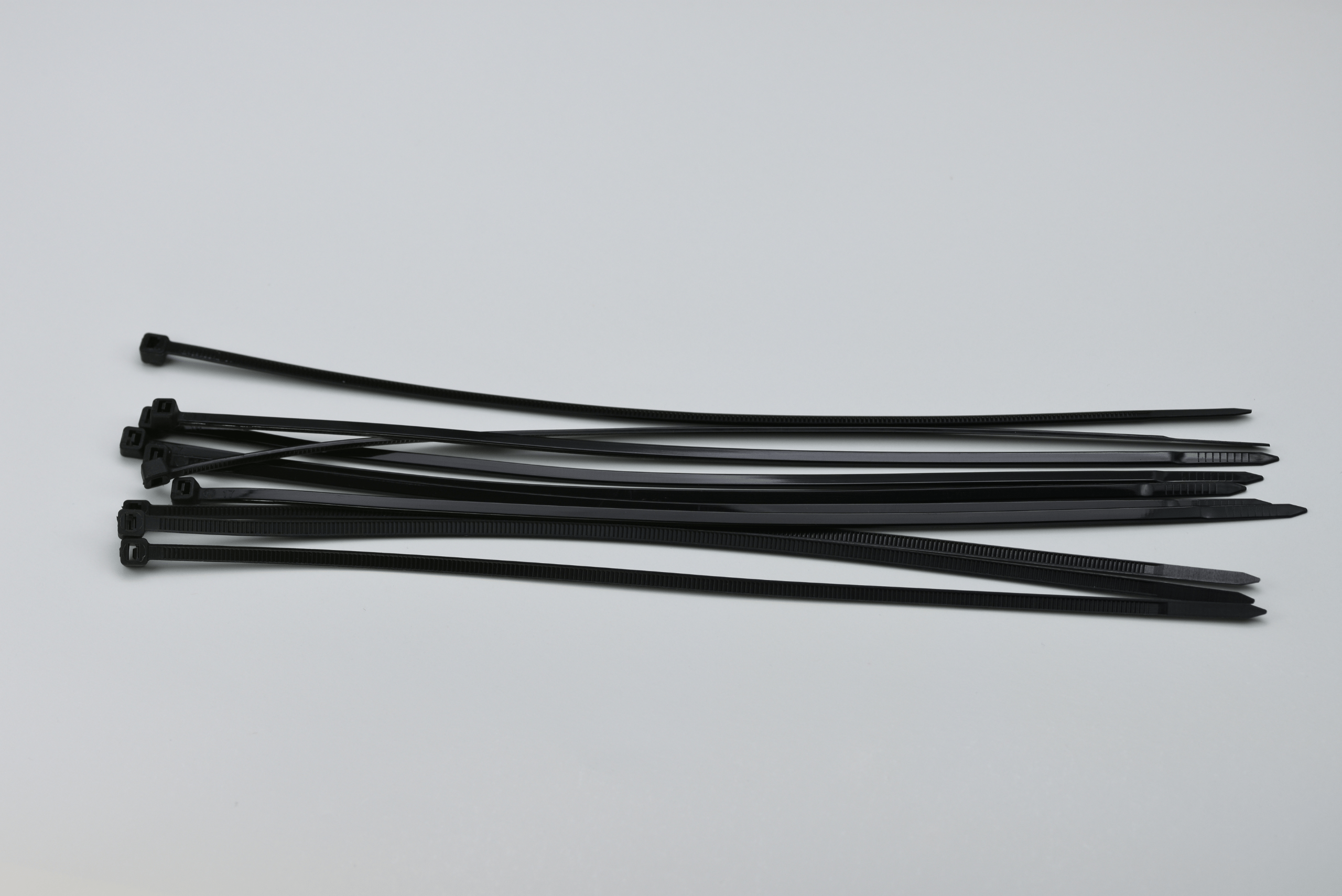 An assortment of black zipties.