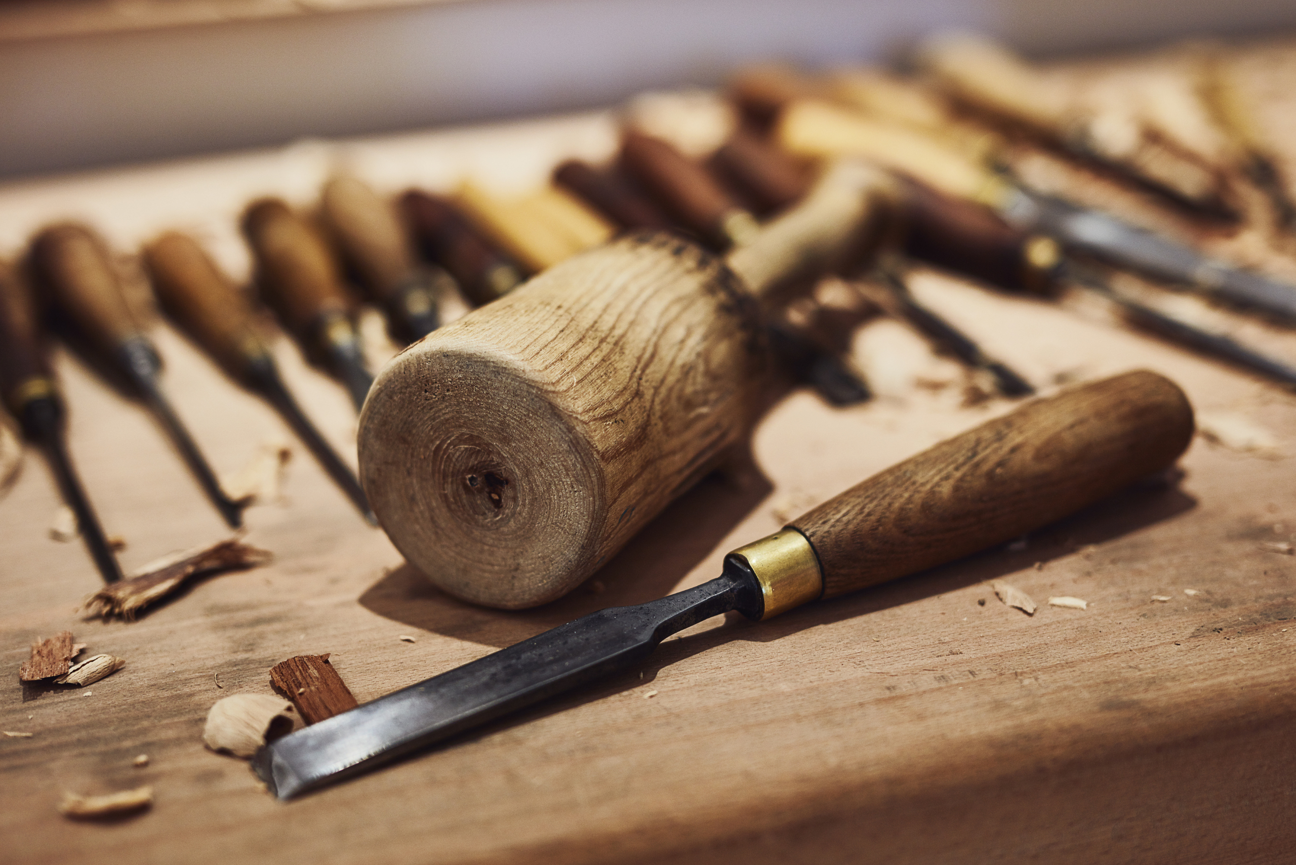 An assortment of whittling tools.