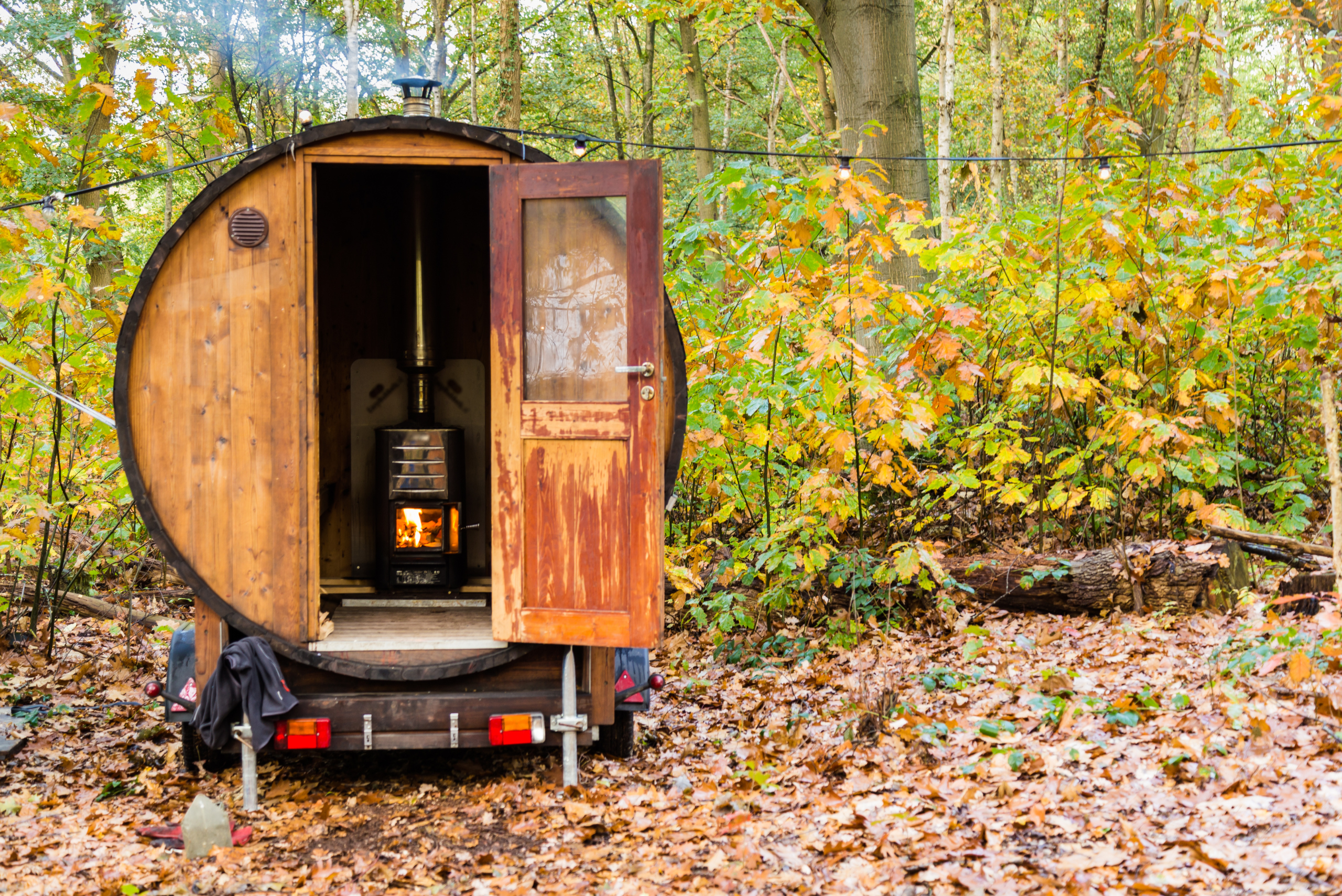 A DIY sauna on trailer.