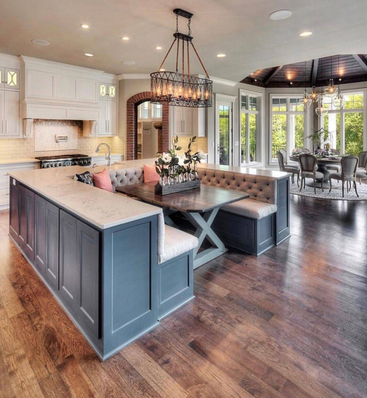 kitchen island with built in seating