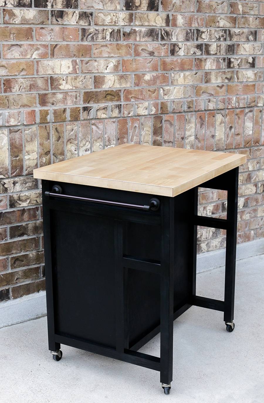 Rolling Kitchen Cart black with butcher top.