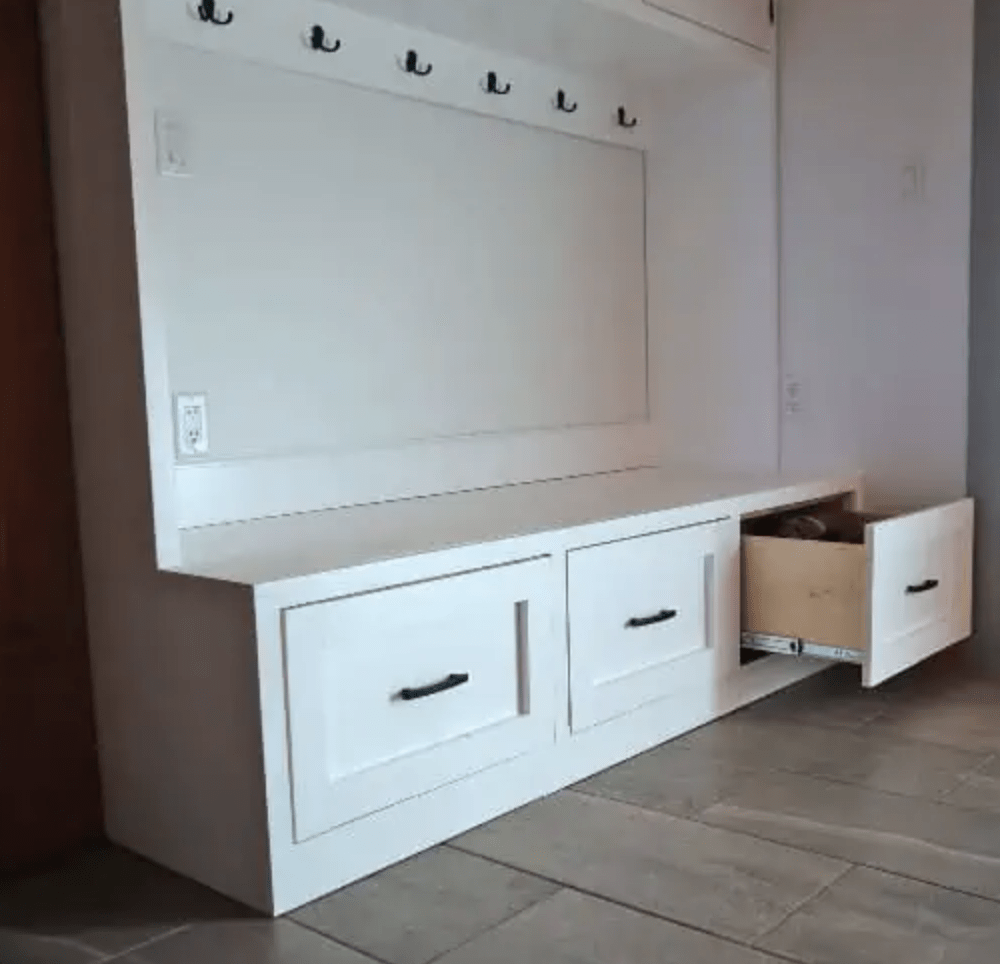 Storage Bench for Entryways with wall hooks