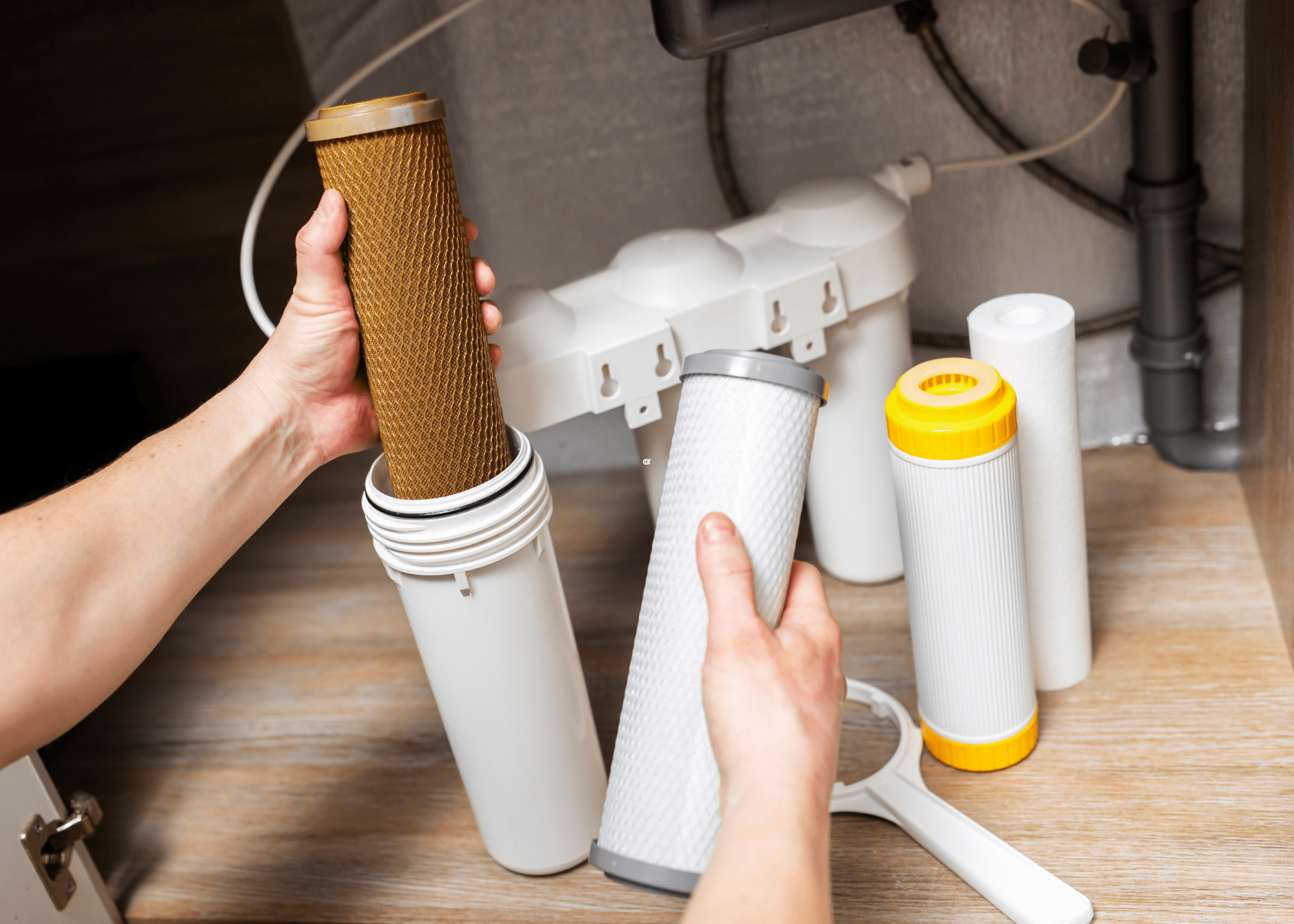 changing the filter on a water softener