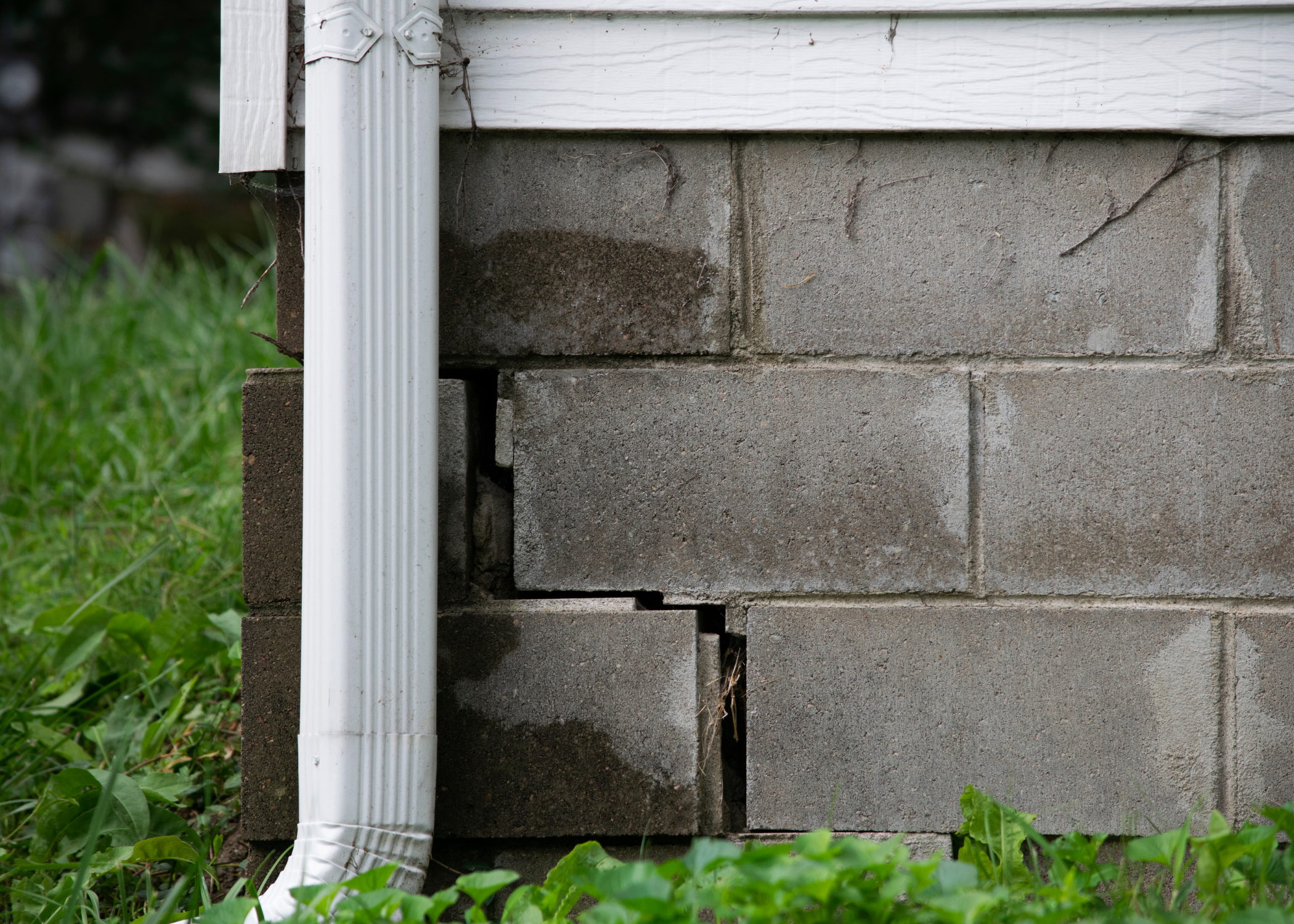 close up of cracked foundation