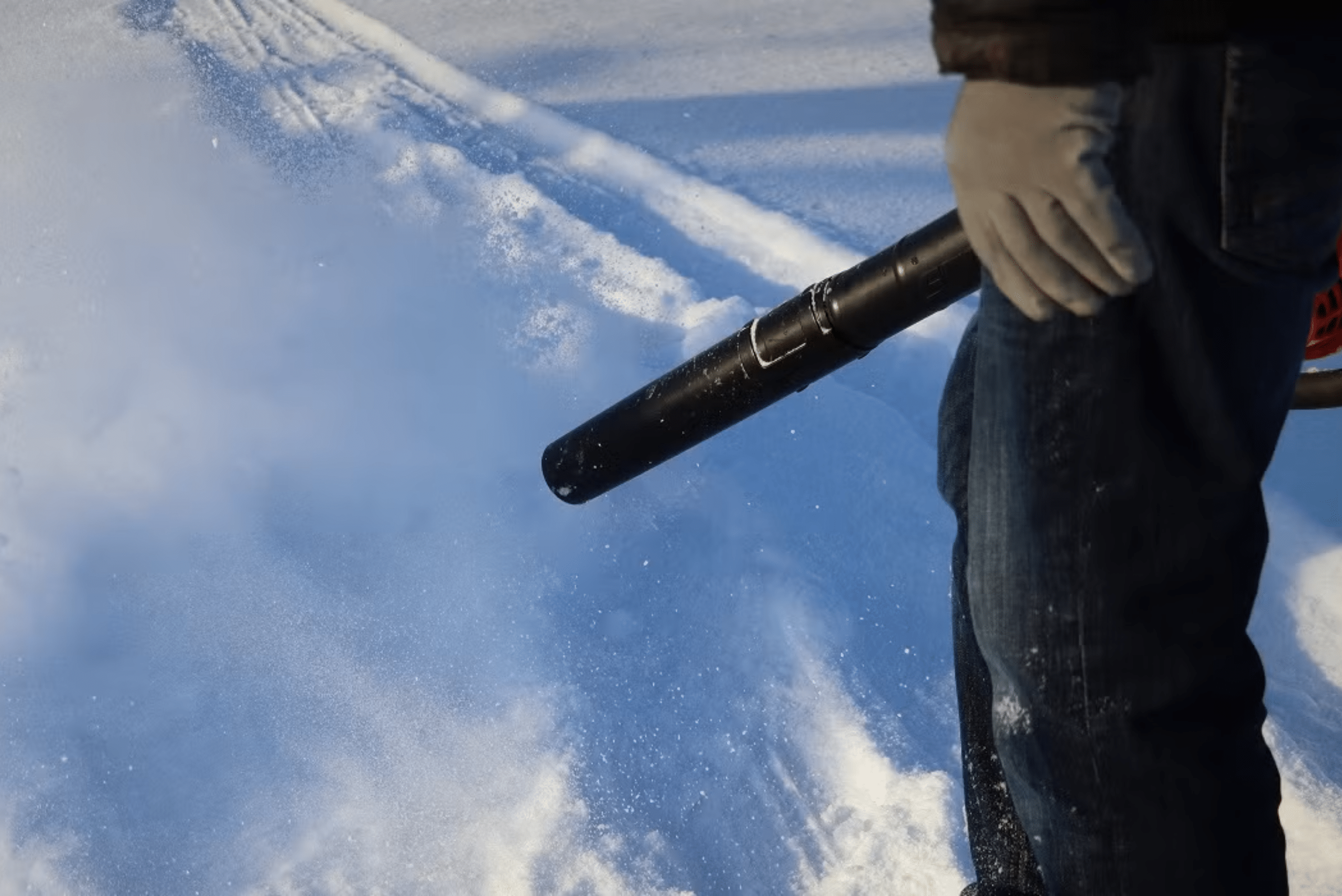 Leaf blower used on snow.