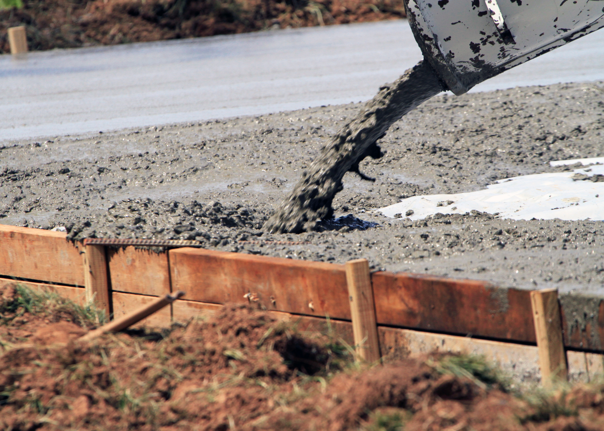 pouring concrete