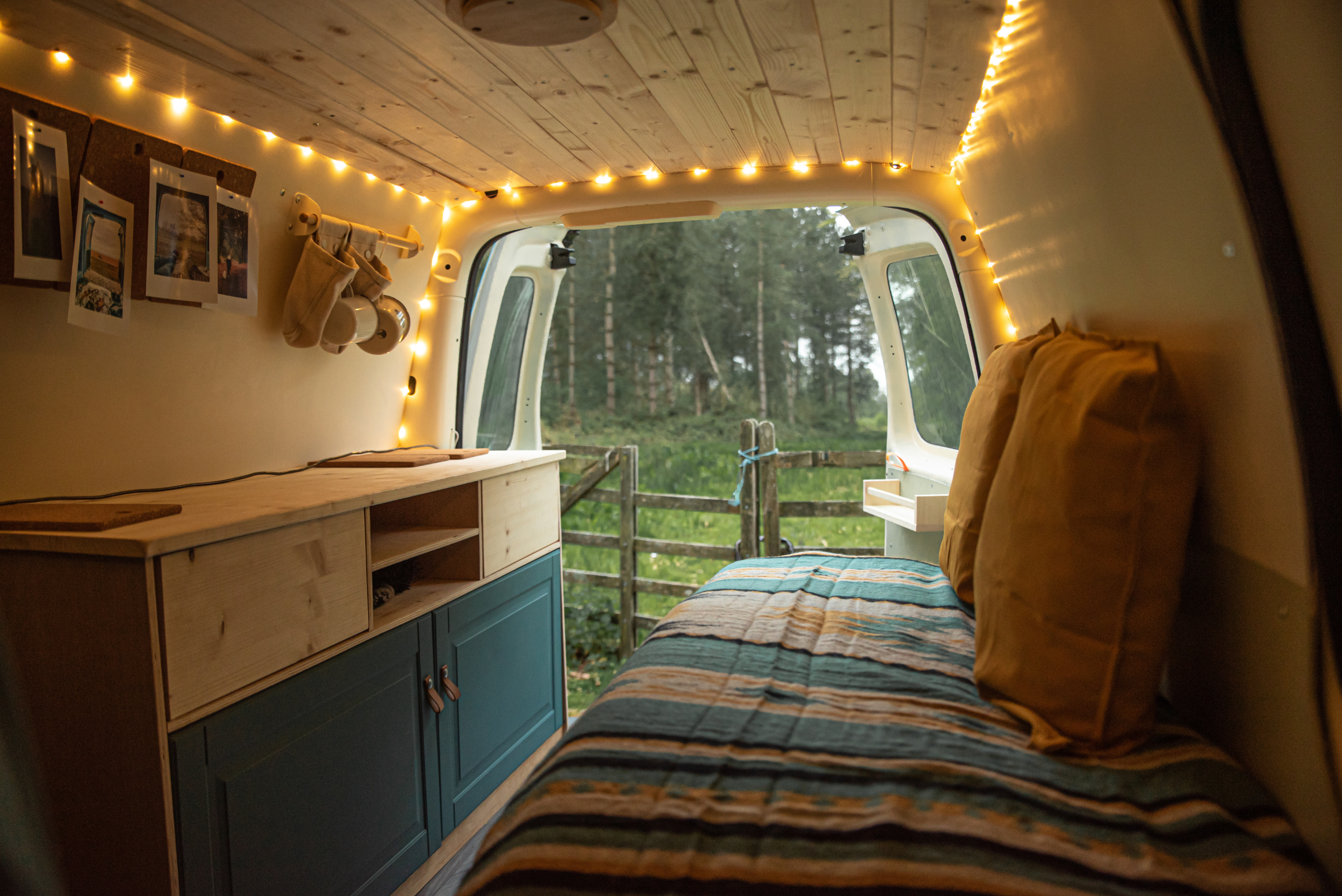 Interior of a camping van.