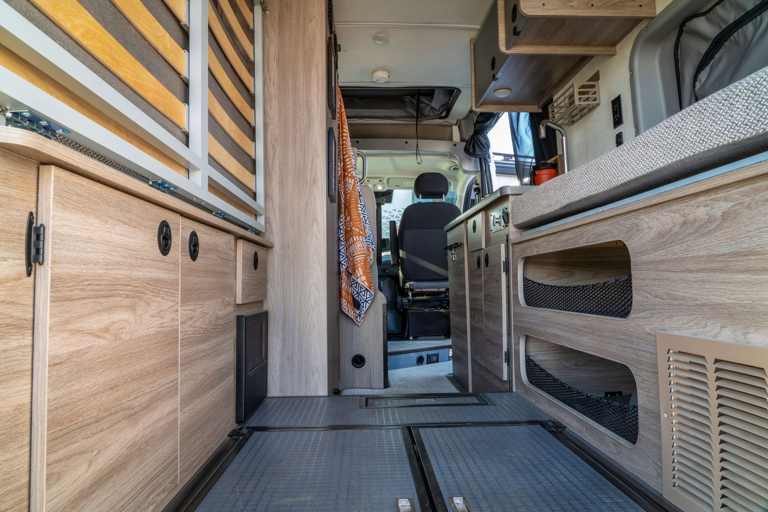 Interior of a camper van.