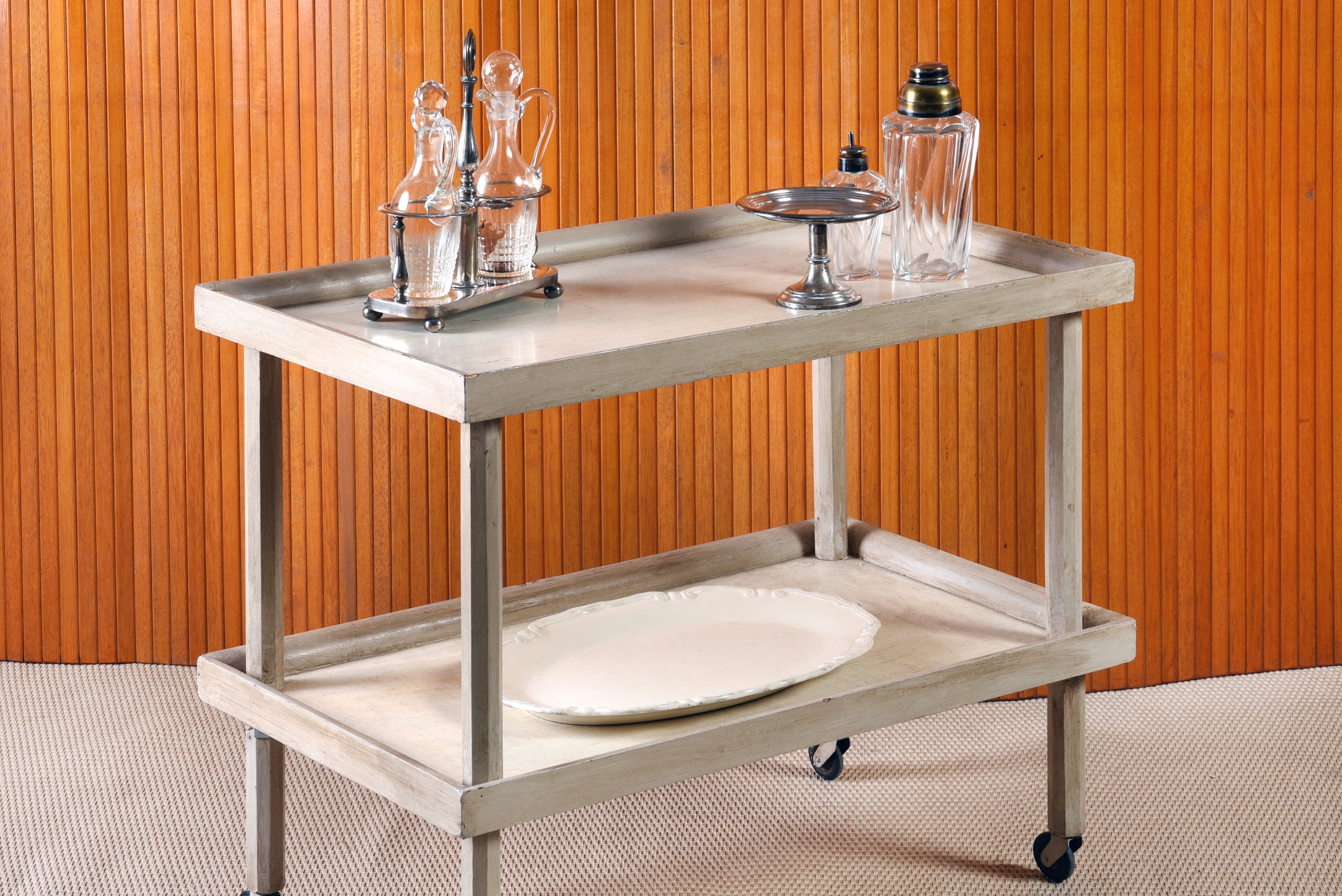 Bar cart with two levels.