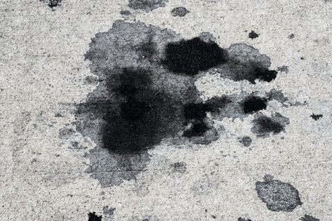 Oil stain on driveway.