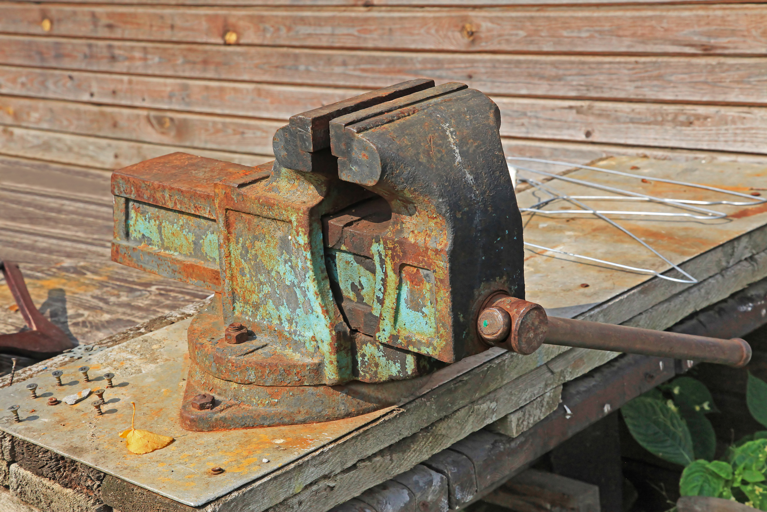 Rusty bench vise.