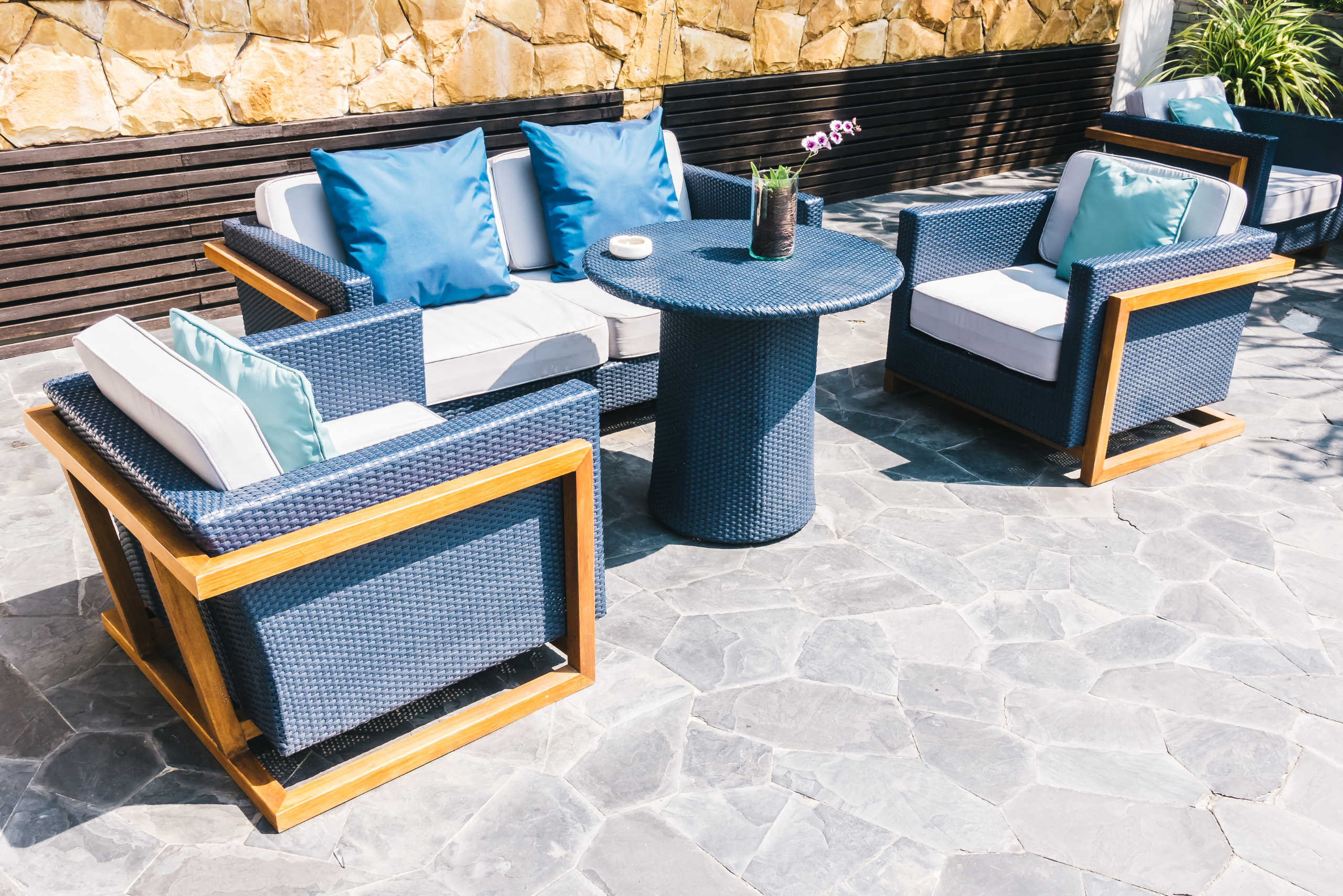 Patio furniture set outdoors.