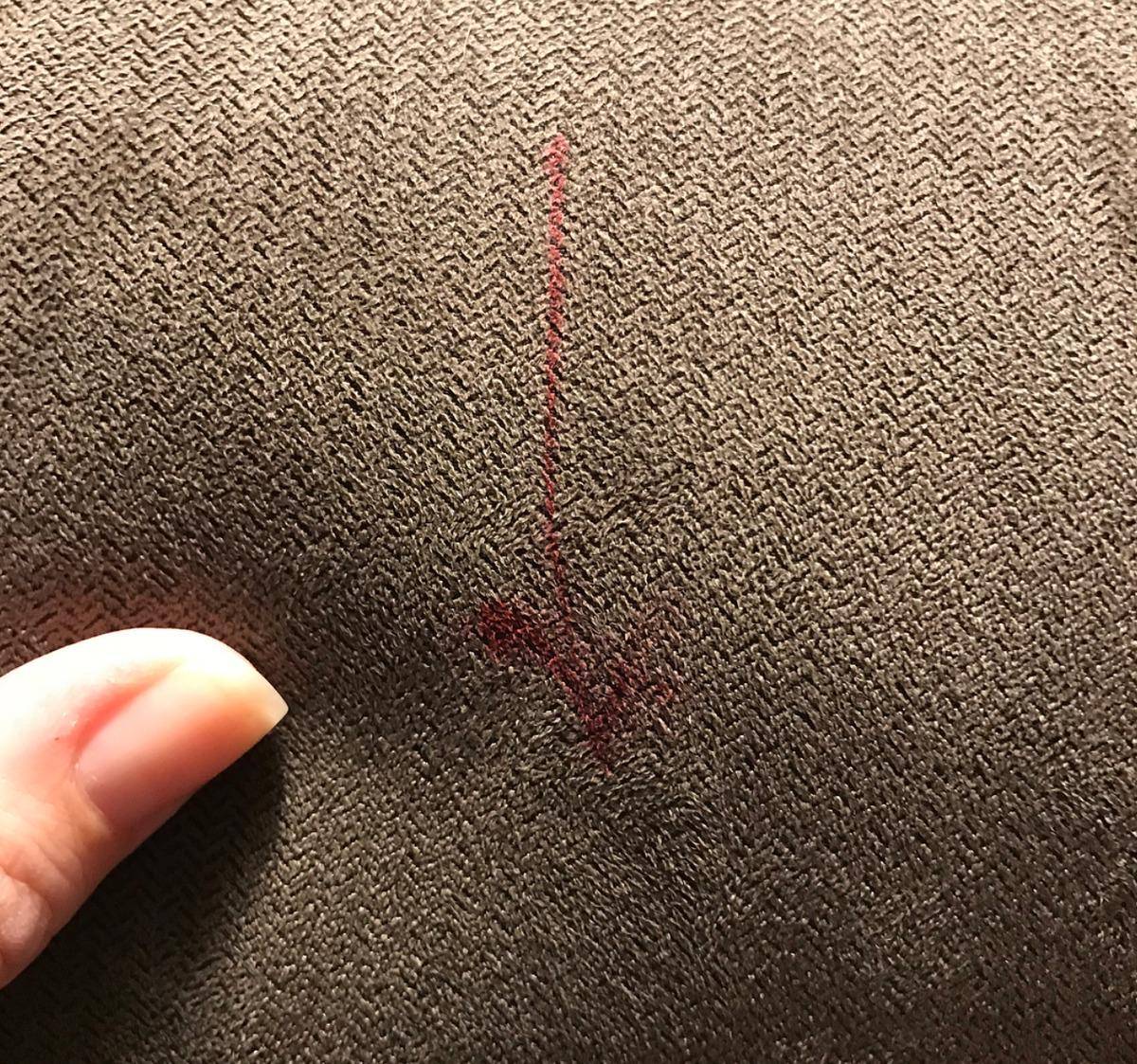 Red permanent marker on fabric