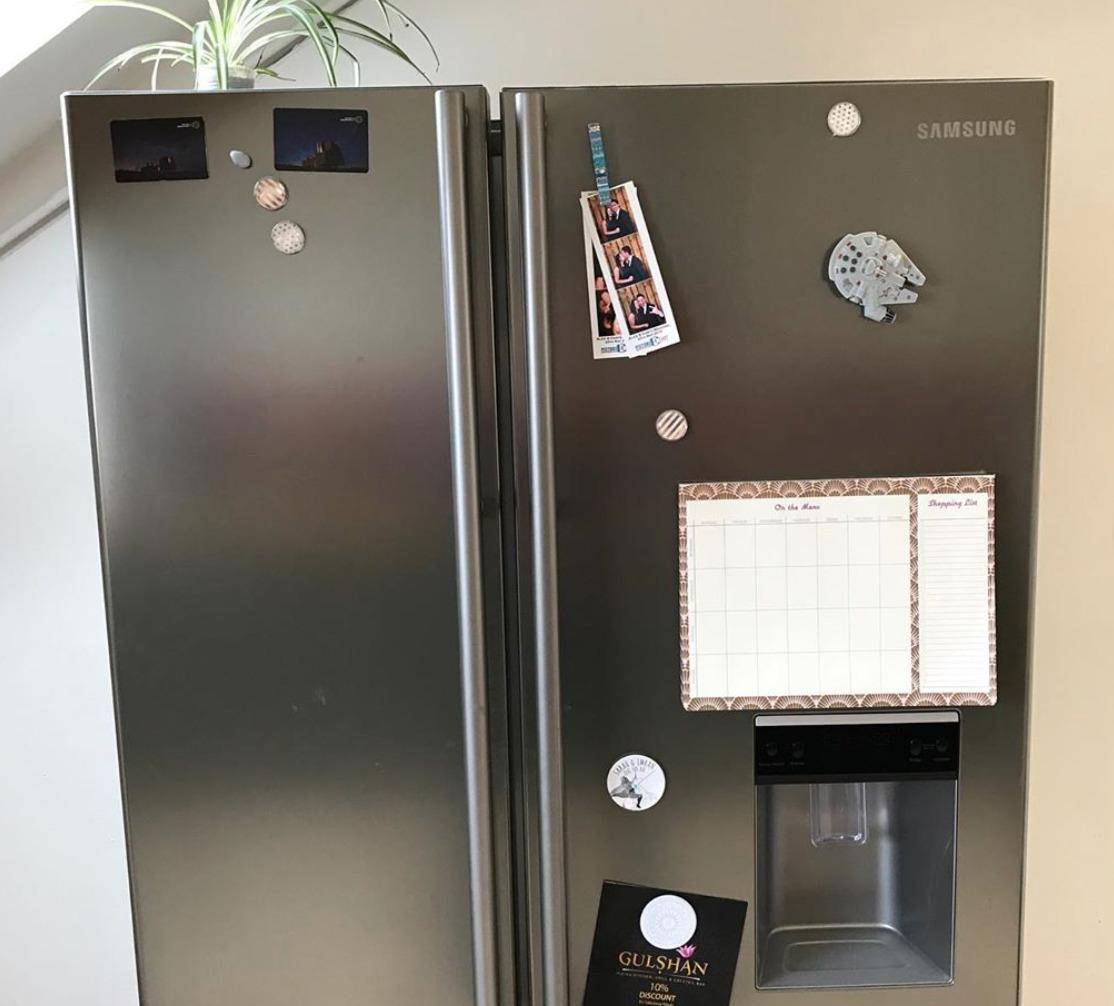 Stainless steel frige.