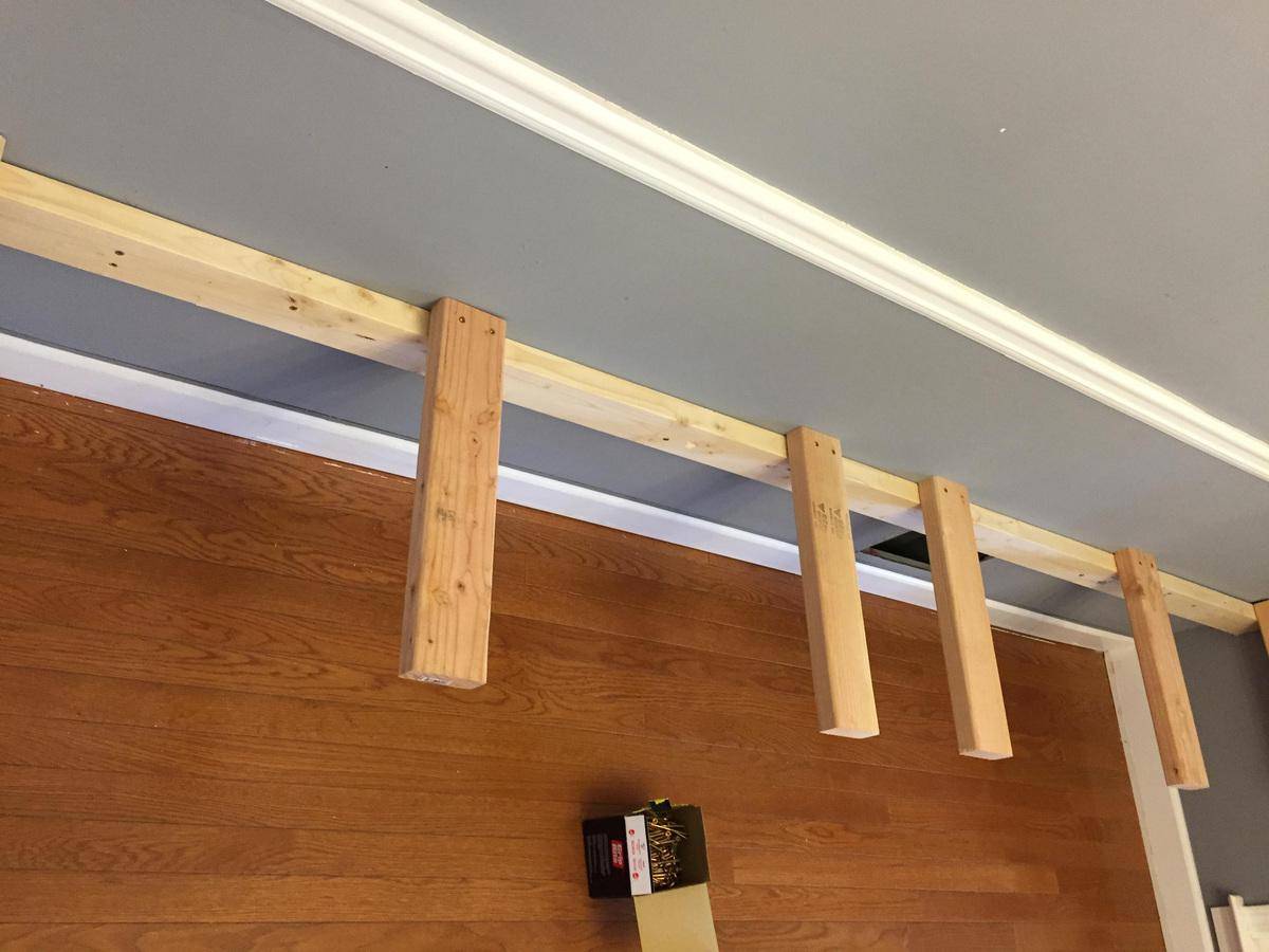 Horizontal planks on wall.