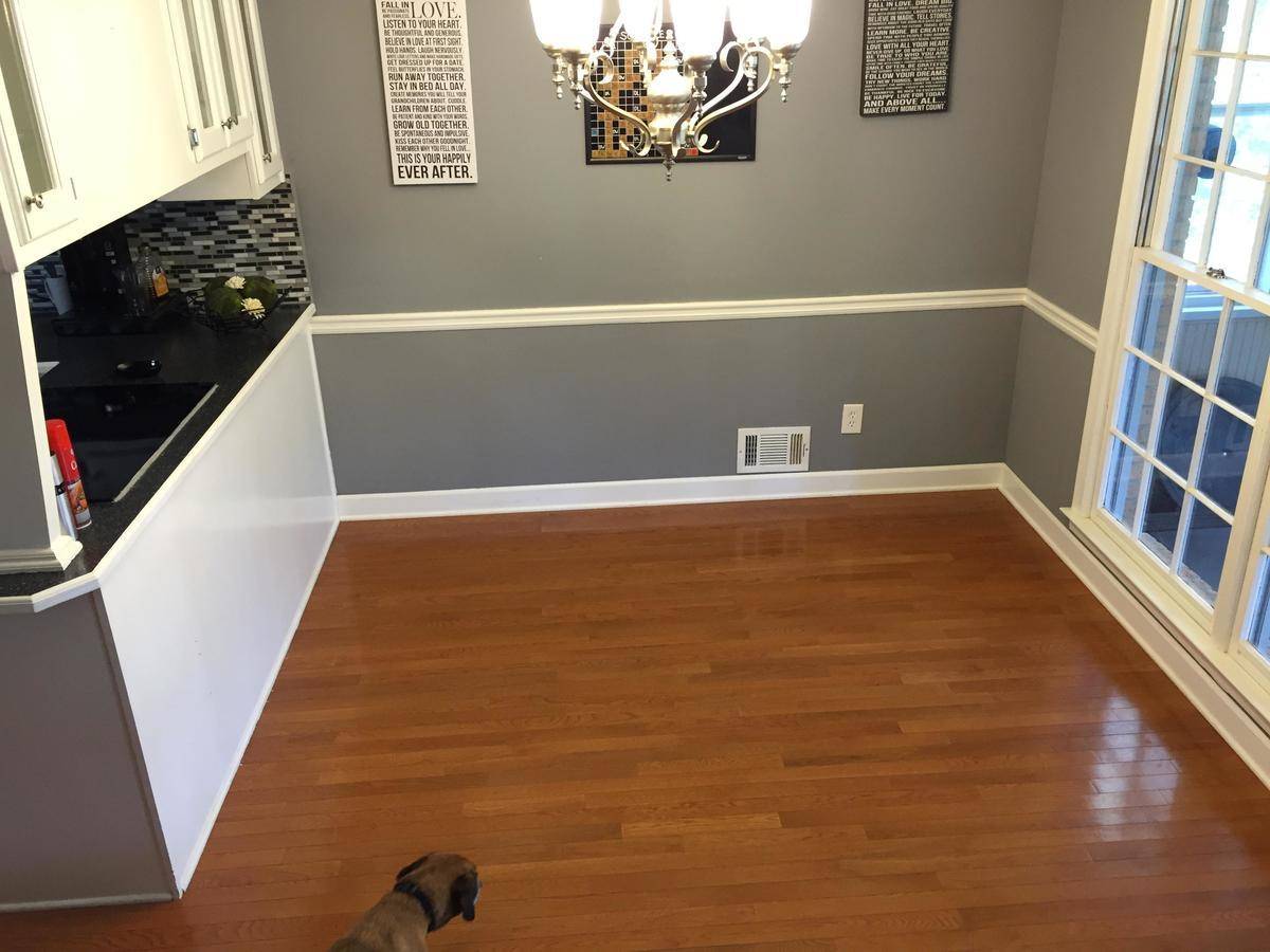 Empty area where the dining table was previously.