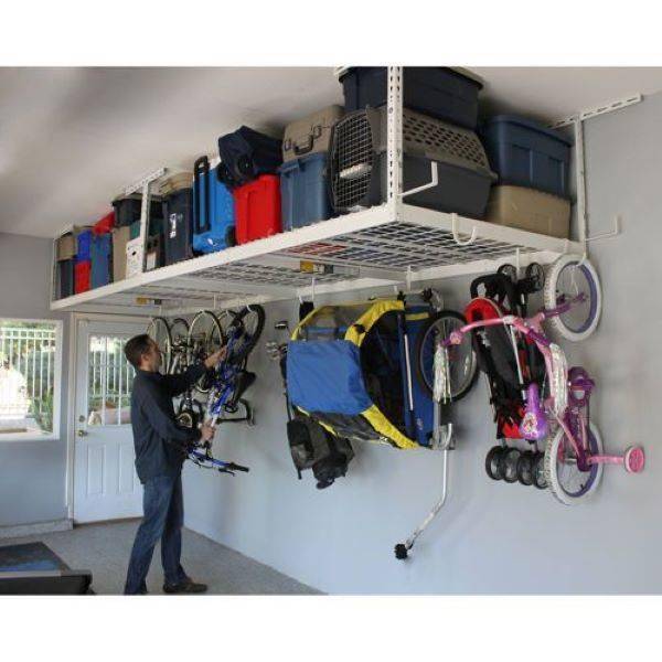 Overhead storage in garage.