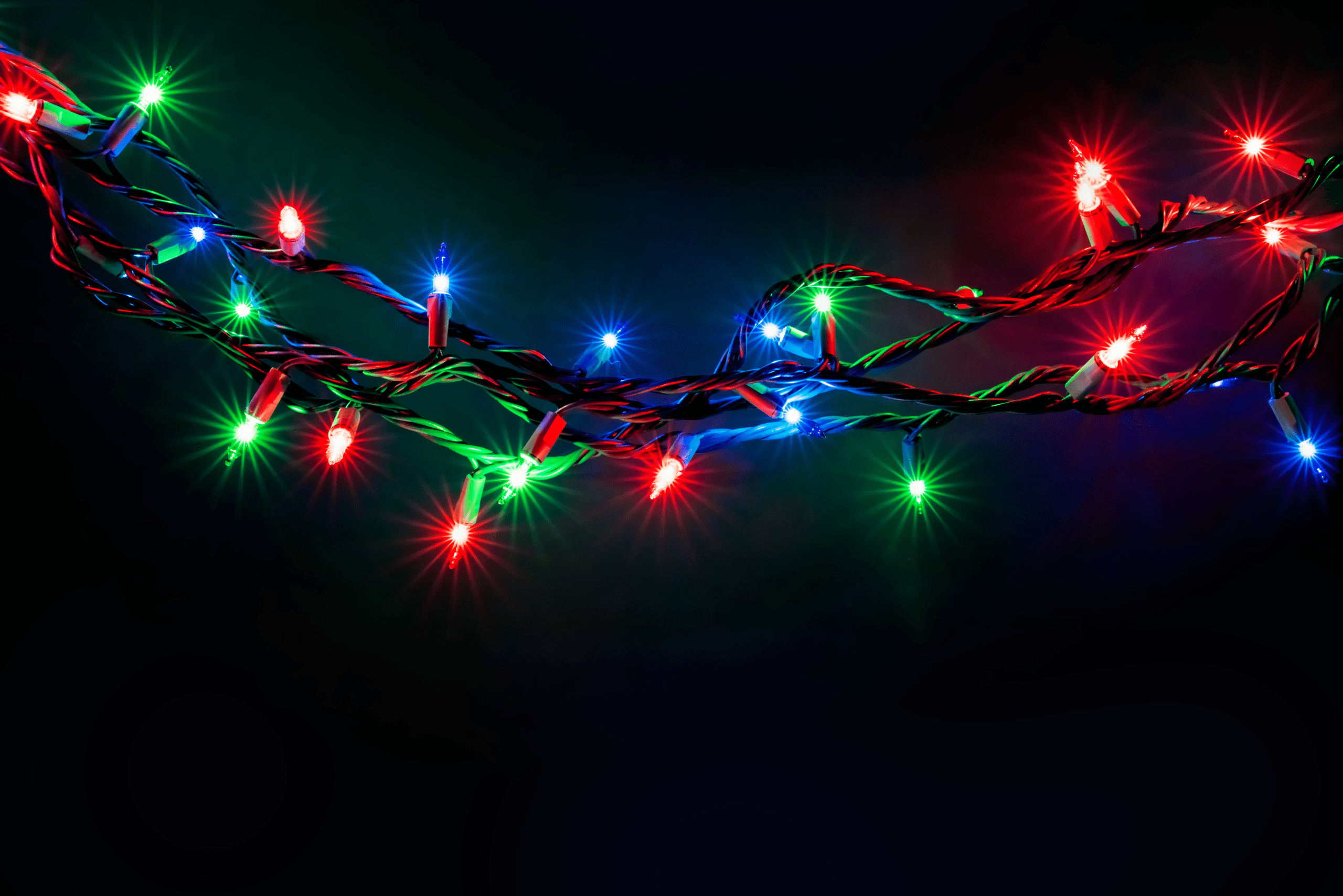 String colorful Christmas lights.