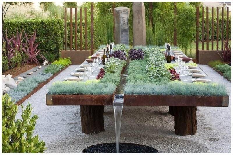 Tables used as a garden.