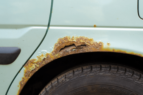 Rusty car panel.