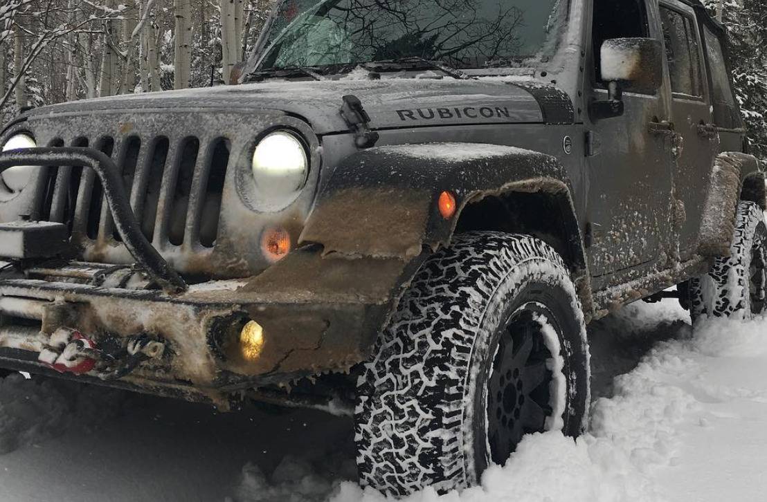 Jeep Wrangler in black color.