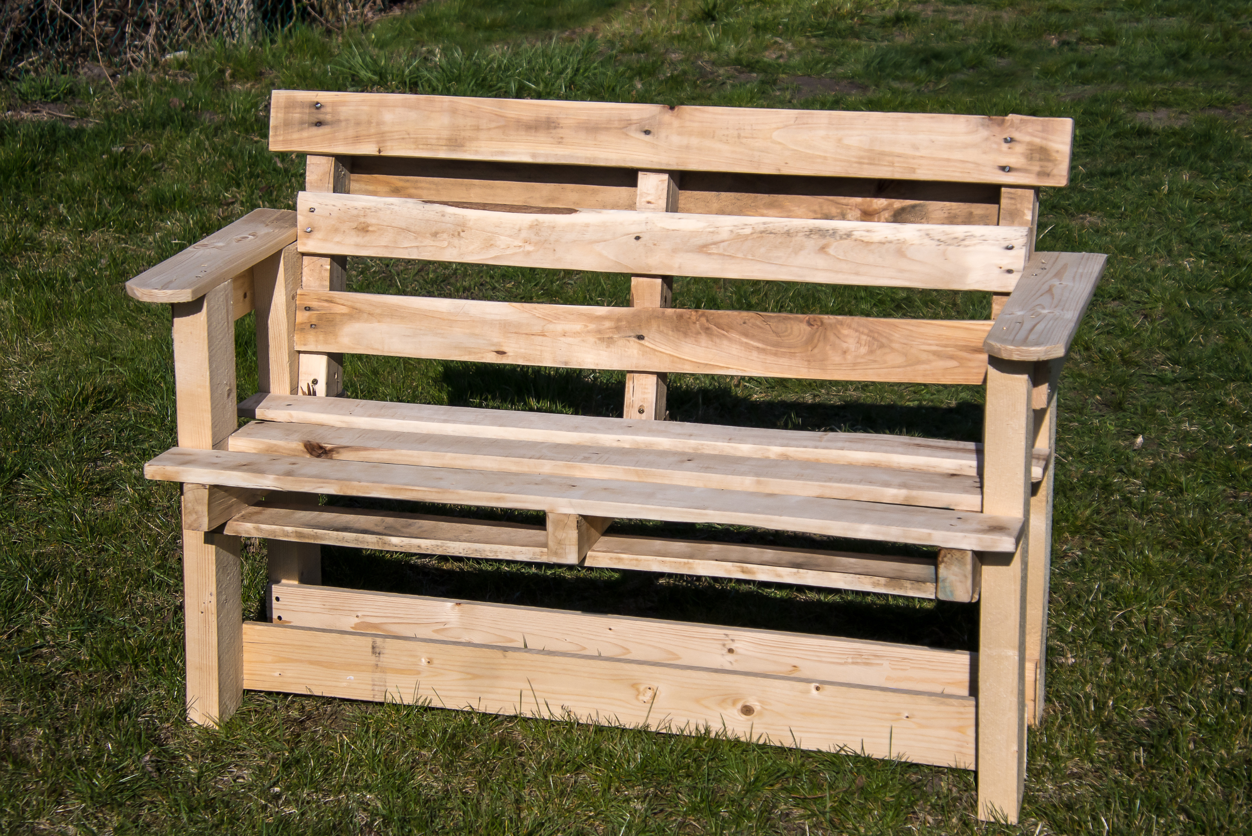 Wooden scrap bench.