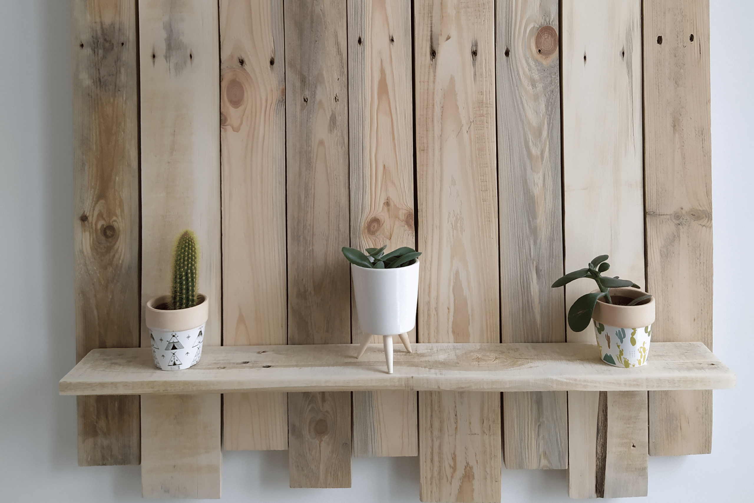 Wooden shelf.