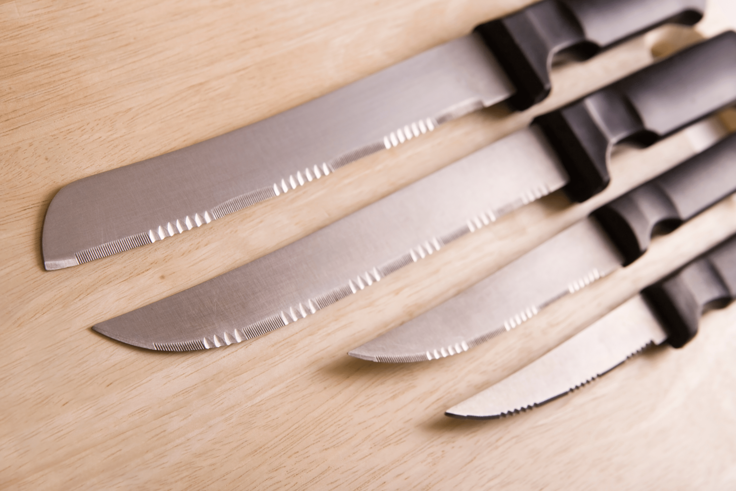 Serrated knives.