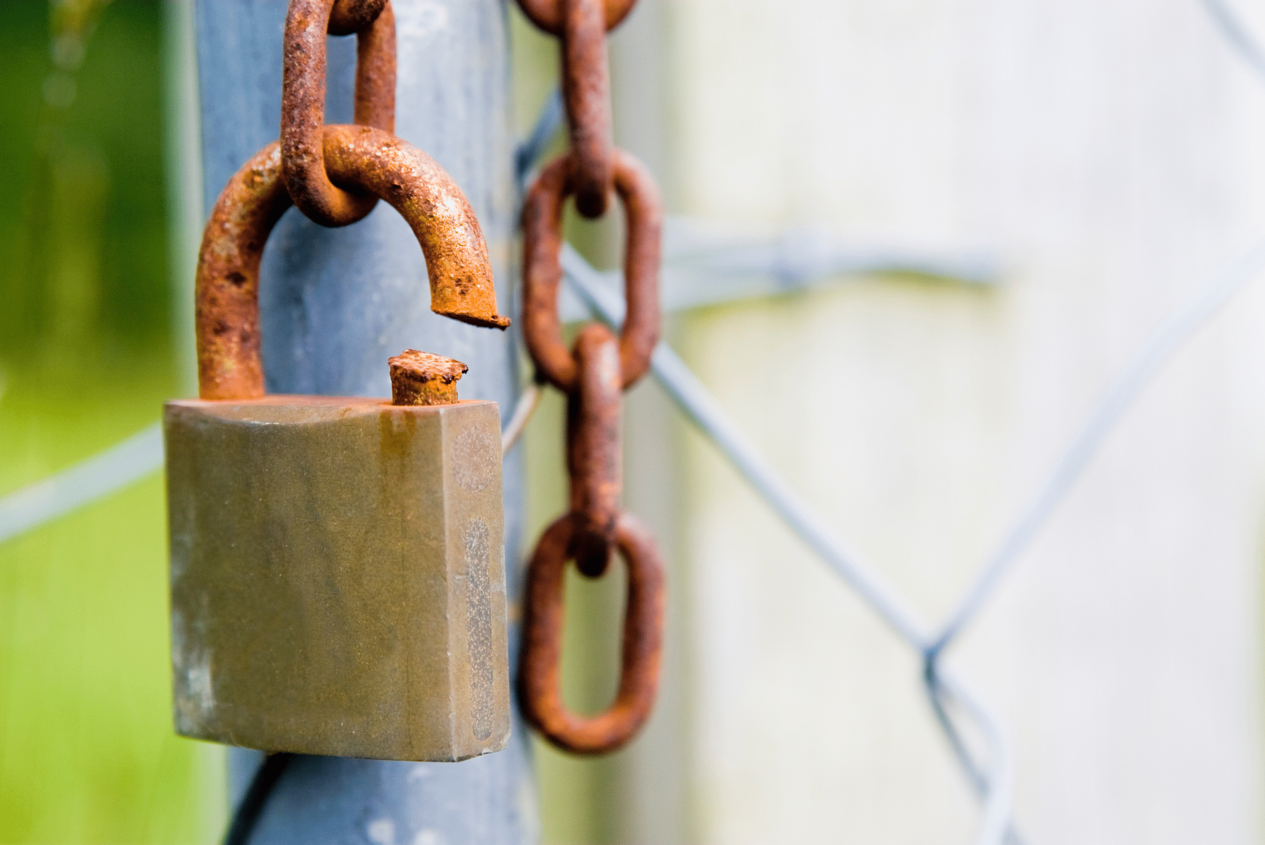 Rusty chain and padlock.