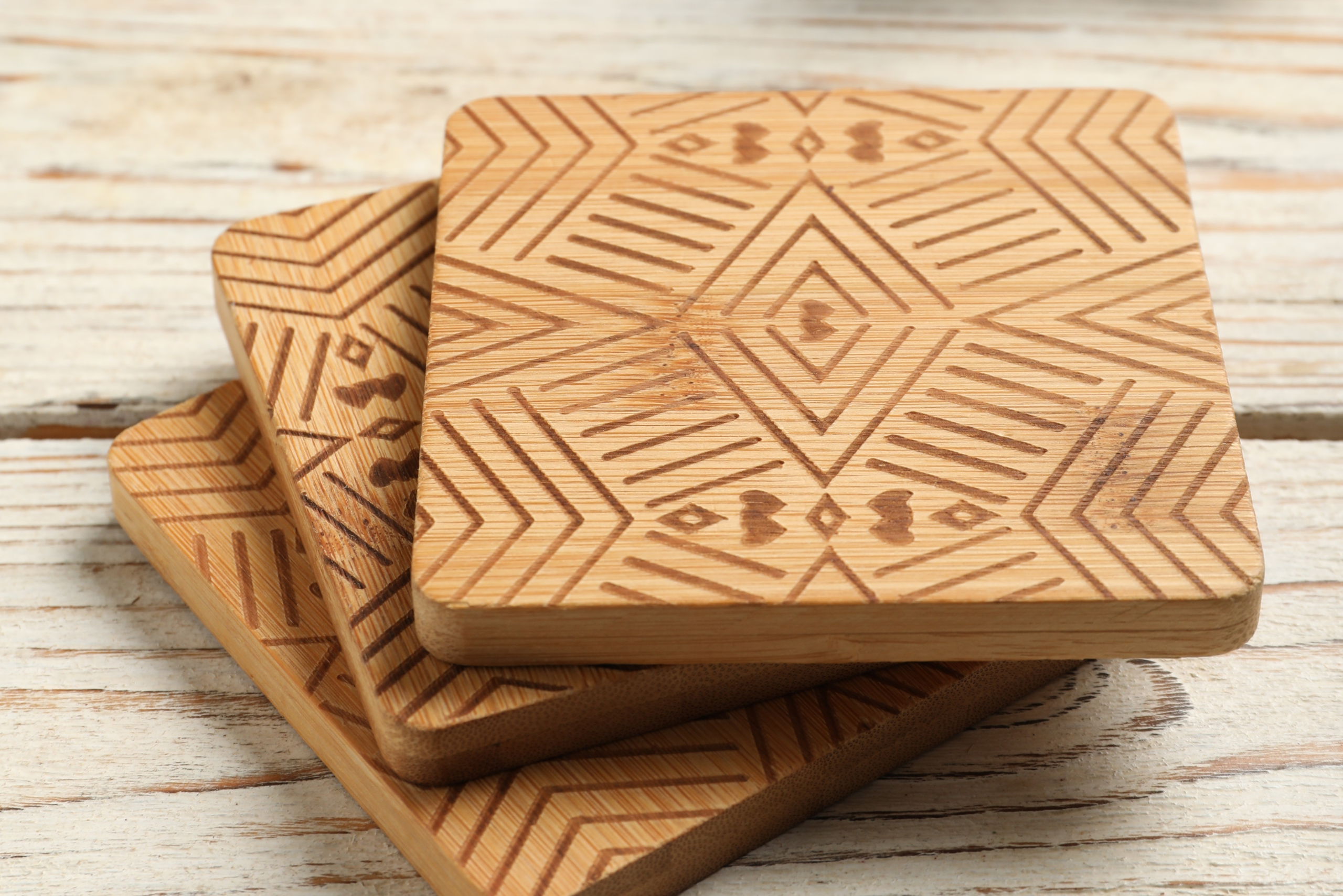 Wooden DIY coasters.