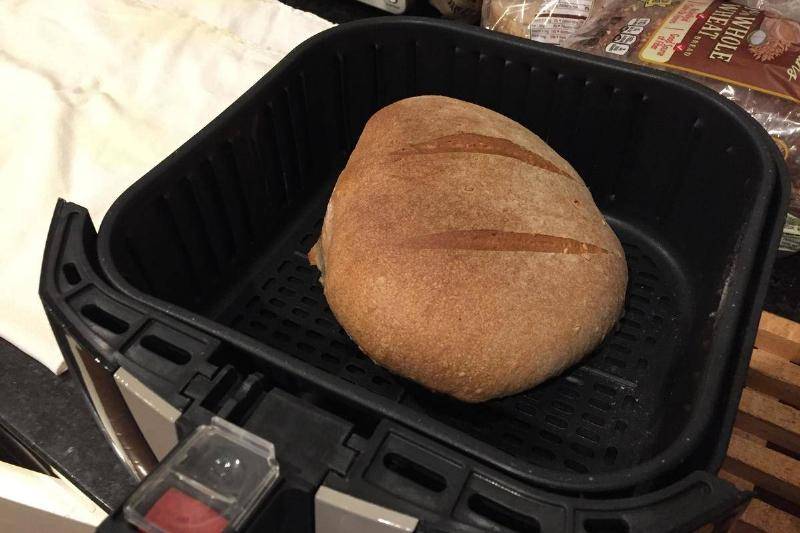 Bread baked in an air fryer.