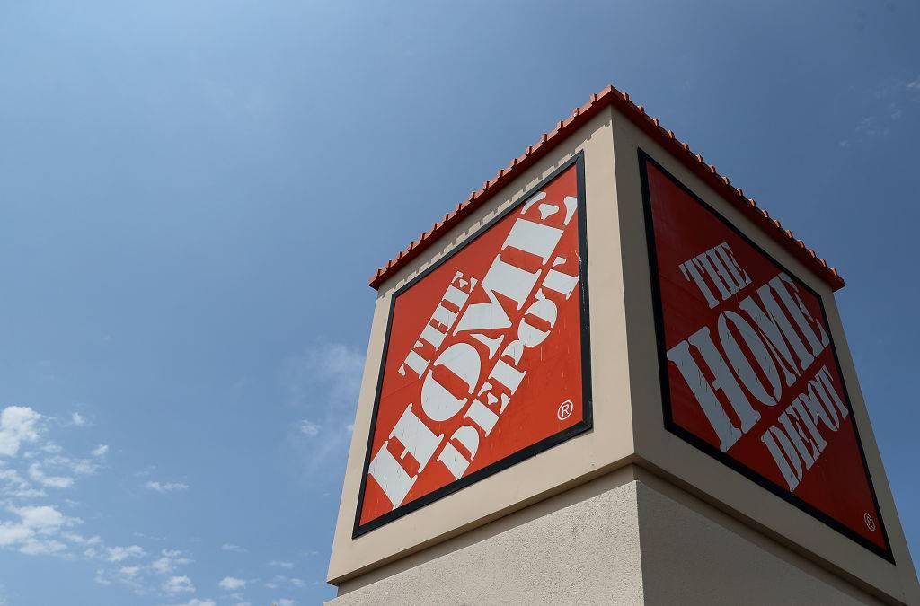 Home Depot sign outdoors.