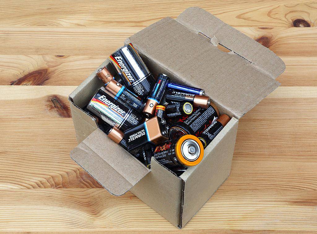 Box full of batteries.