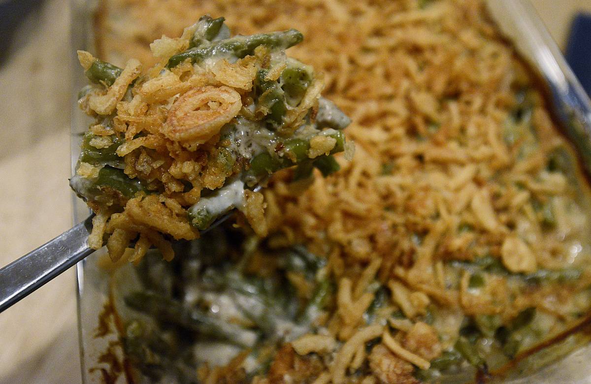 Green bean casserole by Deborah Sayer signature Thanksgiving dish 