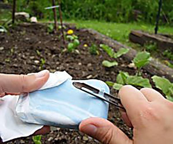 Shaving soap bar in garden.