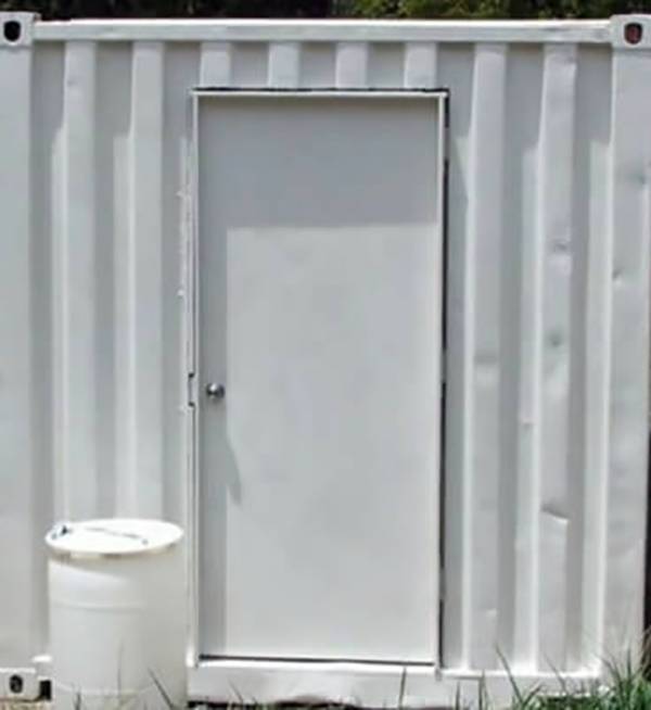 White door of a container.