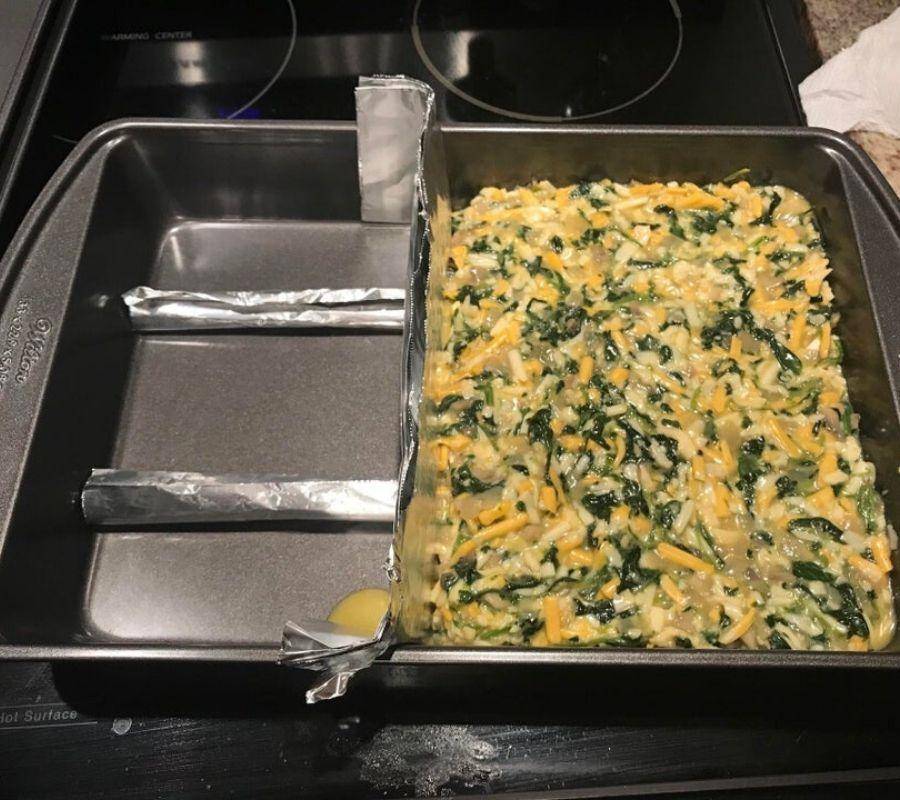 tinfoil used to make a pan smaller