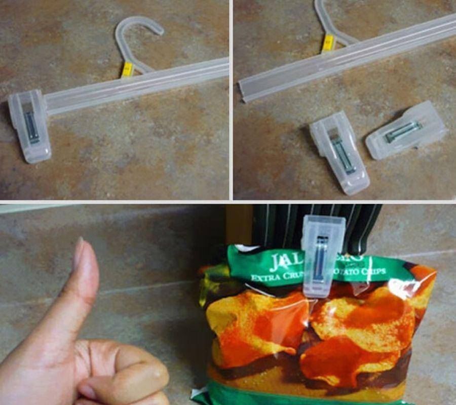 clip hanger ends used to keep chip bags closed