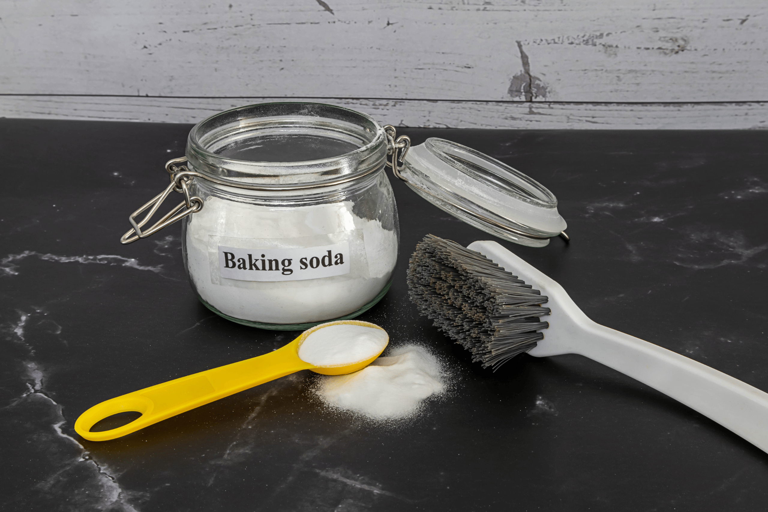 Baking soda and a brush.