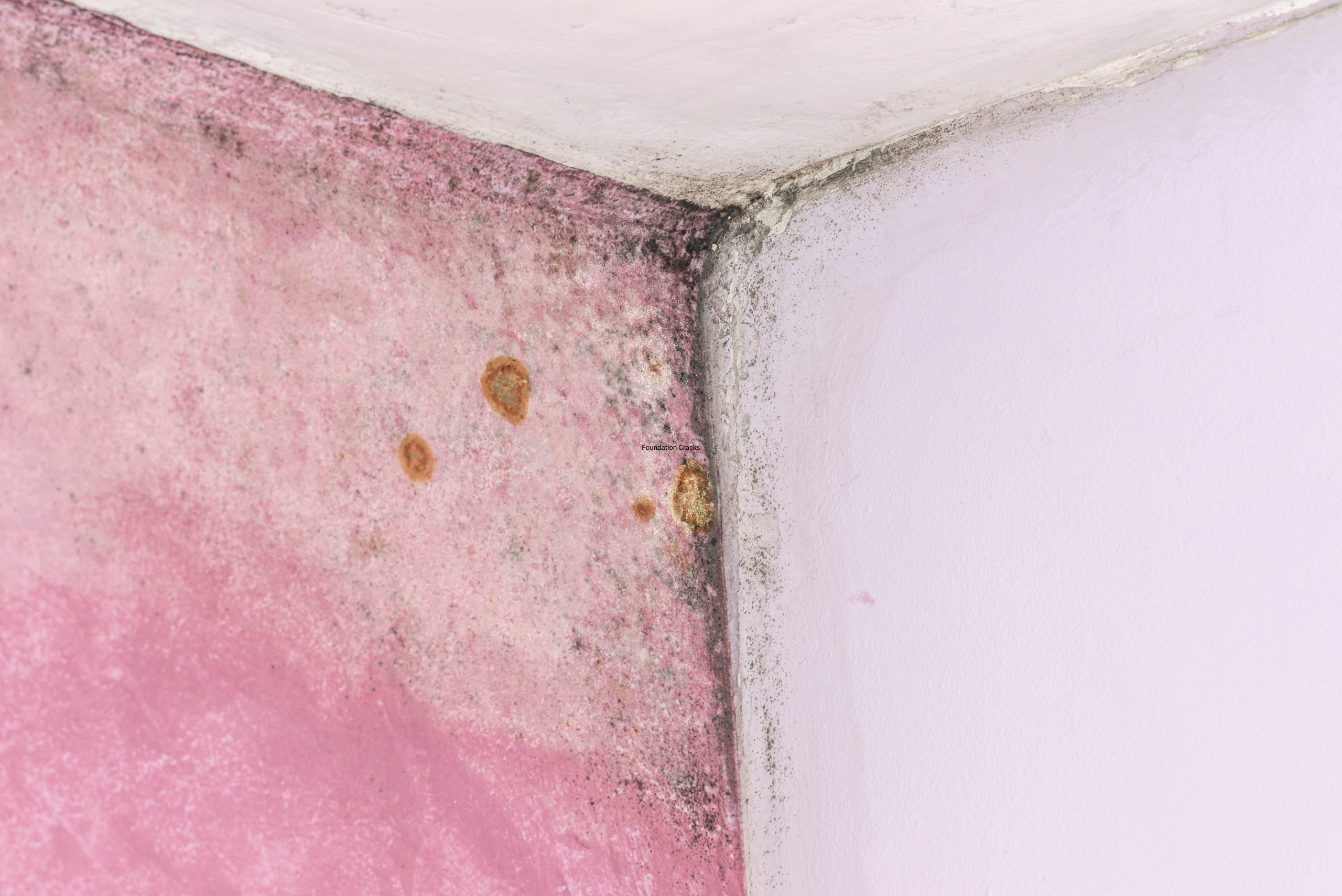 Mold growth on walls of house.