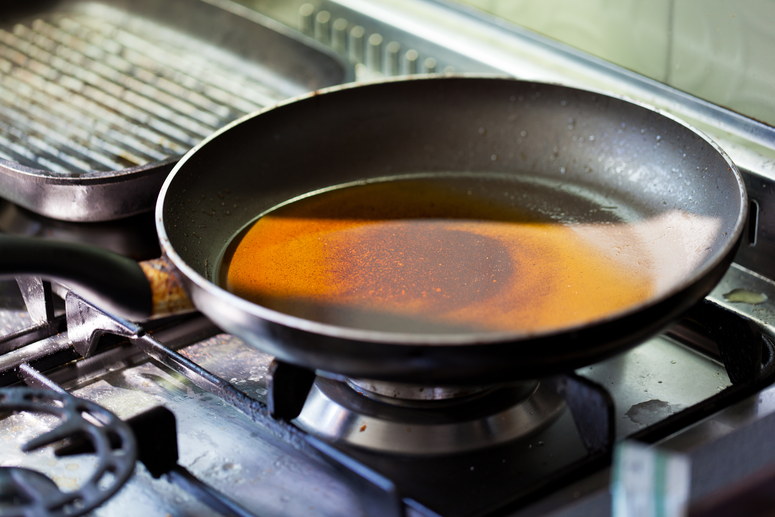 Cooking oil in a pan